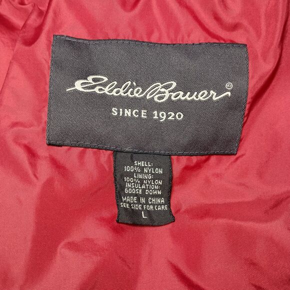 Eddie Bauer Goose Down Large Puffer Jacket Red Quilted Ripstop USA MCM Clean - Picture 12 of 16